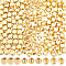 150Pcs 3 Style Brass Beads, Cube/Round/Hexagon, Real 18K Gold Plated, 3x3x3mm, Hole: 1.6mm, 50pcs/style