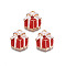 Christmas Alloy Enamel Pendants, with Rhinestone, Cadmium Free & Lead Free, Light Gold, Christmas Gift, Red, 17.5x15x4mm, Hole: 1.8mm