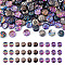 100Pcs 5 Styles Transparent Electroplated UV Plating Glass Beads, Iridescent, Flat Round with Letter, Coffee, 10x4.5mm, Hole: 1mm, 20pcs/style