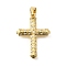 Brass Micro Pave Cubic Zirconia Pendants, Cross Charms, Rack Plating, Long-Lasting Plated, Lead Free & Cadmium Free, Real 18K Gold Plated, 28x20x3.5mm, Hole: 5x3.5mm