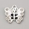 Alloy Enamel Pendants, with Rhinestones, Butterfly Charms, White, 21x22x3.7mm, Hole: 2.5mm