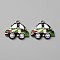 Alloy Enamel Pendants, Vehicle Charms, Platinum, Car, Green, 18.5x21x2mm, Hole: 1.8mm