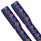 Flat Round with Flower Pattern Polyester Embroidery Ribbons, Clothes Accessories, Blue, 2 inch(50mm), about 7.66 Yards(7m)/Roll