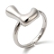 Initials Brass Open Cuff Ring for Women, Letter L, 16.5x11mm, Adjustable