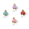 304 Stainless Steel Enamel Charms, PVD Vacuum Plating, Real 18K Gold Plated, Mushroom Charm, Mixed Color, 14x8x7mm, Hole: 1.6mm