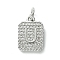 Rack Plating Brass Micro Pave Clear Cubic Zirconia Charms, Long-Lasting Plated, Lead Free & Cadmium Free, Rectangle with Letter Pattern, with Jump Ring, Platinum, Letter U, 14x9.5x2mm, Hole: 3mm