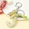 Resin & Acrylic Keychain, with Faux Suede Tassel Pendant & Alloy Findings, Letter J, 9.5cm