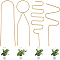 4Pcs 4 Styles Iron Flower Plant Supports, Ornament Display Stand, for Garden Office and Balcony Decoration, Golden, 281~345x90~100x4~8mm, 1pc/style