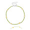 Bohemian Daisy Flower Glass Seed Beaded Necklaces with Alloy End Chains, Yellow Green, 15.75 inch(40cm)