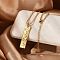 304 Stainless Steel Clear Cubic Zirconia Rectangle Constellation Pendant Necklaces for Women Men, Real 18K Gold Plated, Capricorn, 18.07 inch(45.9cm)