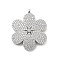 Brass Micro Pave Clear Cubic Zirconia Pendants, Flower Charms, Rack Plating, Long-Lasting Plated, Lead Free & Cadmium Free, Platinum, 32.5x26.5x2.5mm, Hole: 2mm