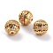 Brass Micro Pave Clear Cubic Zirconia Beads, Long-Lasting Plated, Hollow Round, Golden, 9mm, Hole: 1.2mm