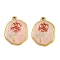 304 Stainless Steel with Enamel Pendants, Flower, Ion Plating(IP), Golden, Pink, 18.5x14.5x2mm, Hole: 1mm