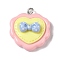 Opaque Resin Pendants, Cartoon Charms with Platinum Plated Iron Loops, Bowknot, 24.5x22x7.5mm, Hole: 2mm