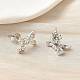 Серьги-гвоздики с бантом из латуни с микропаве из прозрачных кубических цирконий EJEW-A145-02B-P-3
