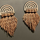 Superfindings 100 pz macrame orecchino spazi vuoti risultati dell'orecchino di legno arcobaleno orecchini incompiuti pendenti per le donne fai da te collane artigianali orecchini creazione di gioielli WOOD-FH0002-03-5