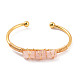 Bracelet manchette ouvert perlé triple colonne en quartz rose naturel BJEW-E377-01G-10-2