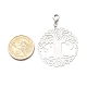 Plat rond avec arbre de vie 201 décorations pendentif en filigrane d'acier inoxydable HJEW-JM00573-03-4