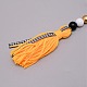 Décorations de pendentif glands en fil de laine en bois thème année senior HJEW-TAC0013-08A-2