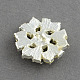 花の合金グレードクリスタルラインストーンのシャンクボタン輝く  アブソリュートプラスチック模造パールビーズ  1穴  銀色のメッキ  クリスタル  22x9mm  穴：2mm RB-R008-05-2