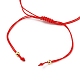調整可能ナイロンコードビーズ編みブレスレット  赤い紐のブレスレット  丸い真鍮ビーズ  ナチュラルホワイトシェルビーズと合成ターコイズ  ナザールボンジュウ付き蝶  レッド  内径：2-1/2~3-7/8インチ（6.4~10.1cm） BJEW-JB05543-01-3