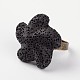 Synthetic Lava Rock Adjustable Rings RJEW-I017-11-2