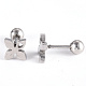 201 Stainless Steel Flower Barbell Cartilage Earrings X-EJEW-R147-26-4