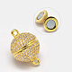 Round Rack Plating & Long-Lasting Plated Brass Micro Pave Cubic Zirconia Magnetic Clasps KK-P030-29-NF-3