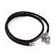 2 Loops Braided PU Leather Cord Wrap Bracelets MAK-L003-03-2