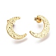 304 Stainless Steel Hammered Crescent Moon Stud Earrings EJEW-H100-07G-1
