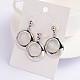 Flat Round 304 Stainless Steel Cat Eye Pendant and Ear Stud Jewelry Sets SJEW-P113-11-1