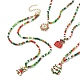 Ожерелье с подвеской из сплава эмали на рождественскую тематику и цепочками из стеклянных бусин NJEW-JN04338-1