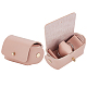 PUイミテーションレザー結婚指輪ポーチ  ジュエリー収納袋  明るいゴールドトーンのスナップボタン付き  ピンク  4.5x6.8x3.7cm ABAG-WH0045-10C-1