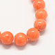 Chapelets de perles de pierres en jade jaune teinte G-R271-10mm-Y31-2