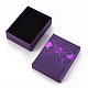 厚紙のネックレスまたはブレスレットの箱  内部のスポンジ  長方形  ちょう結びの模様  暗紫色  9.1x6.9x3.15cm CBOX-T003-02E-2