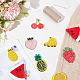 FINGERINSPIRE 6PCS Fruit Beaded Sew on Patches 6 Style Cherry Pineapple Banana Mango Strawberry Cloth Appliques Patches Handmade Beaded Appliques for Clothes DIY-FG0003-77-4