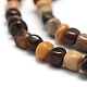 Chapelets de perles en bois pétrifié naturel G-F465-20B-3
