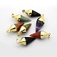 Bicone Gemstone Pendants with Golden Tone Brass Findings G-P053-24-1