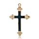 Fleuree cruz de esmalte aleación tono dorado colgantes cruz latina ENAM-J275-03G-1
