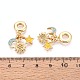 Европейские подвески-шармы из латуни с микропаве из прозрачных кубических цирконий и эмали KK-T079-73G-3