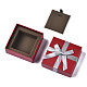 厚紙のジュエリーボックス  ネックレス包装用  ちょう結びの正方形  暗赤色  9.1x9.1x4.2cm CBOX-S022-003A-2