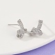 Серьги-гвоздики с латунным узлом и микропаве из прозрачных кубических цирконий EJEW-F895-16P-2