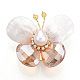 Natural Shell & Crystal Pave Cubic Zirconia Butterfly Brooches for Women JEWB-N001-04G-1