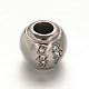 Rondelle 304 Stainless Steel Glass Rhinestone European Large Hole Beads CPDL-L011-M-2
