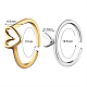 ハートレイヤードリング2個。  合金ハートリング  調節可能なラブリング 積み重ね可能な指輪  女性のためのシンプルなナックルリングジュエリーギフト  プラチナ·ゴールデン  6.2mm  内径：16.5mm  2個/ペア JR931A-3