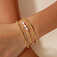3шт латунные круглые бусины эластичные браслеты для женщин UW6152-4