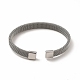 304 плоская сетчатая цепочка из нержавеющей стали в форме открытого браслета-манжеты для женщин BJEW-C0033-04P-3