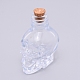 ガラス瓶  コルクプラグ付き  スカル  透明  3.4x4.65x6.15cm CON-WH0080-08-1