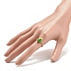 Christmas Tree Glass Seed & Brass Beaded Finger Ring RJEW-TA00038-4