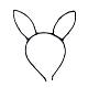 ヘアアクセサリー バニーアイロンヘアバンドのパーツ  ポリエステルリボン付き  ウサギの耳の形  ブラック  108mm OHAR-S191-01-1